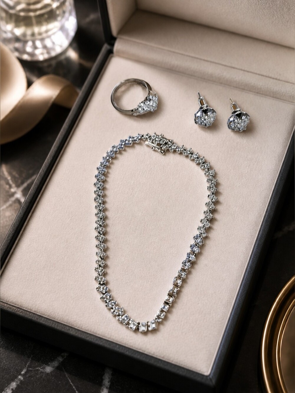 Jewelry Set Ring Earrings And Tennis Bracelet